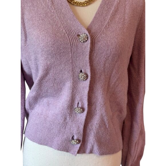 Anne Taylor LOFT Purple Bedazzled Cardigan Sweater- Small - Picture 6 of 16